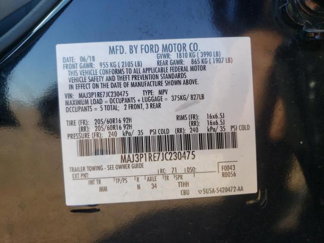 MAJ3P1RE7JC230475 - 2018 FORD ECOSPORT S BLACK photo 12