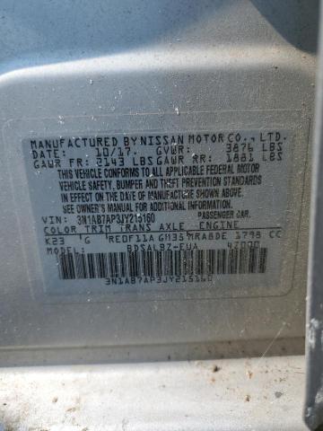 3N1AB7AP3JY215160 - 2018 NISSAN SENTRA S 银色 照片 12