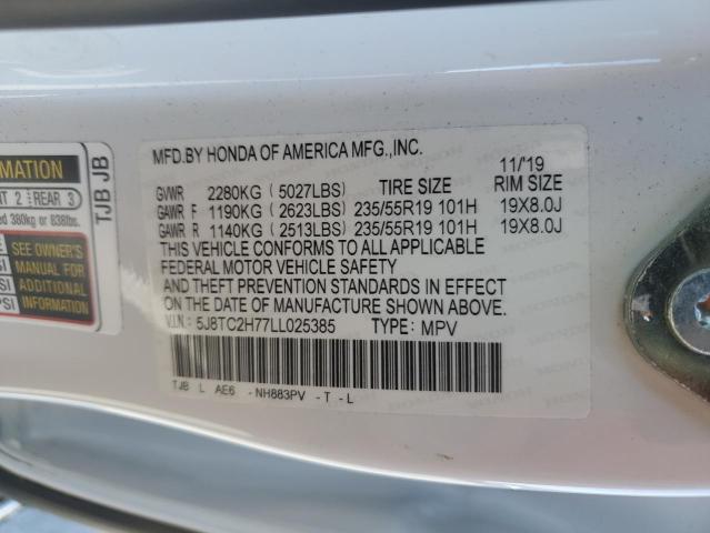 5J8TC2H77LL025385 - 2020 ACURA RDX ADVANCE WHITE photo 13