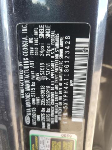 5XYPH4A11GG123428 - 2016 KIA SORENTO EX ნაცრისფერი ფოტო 13