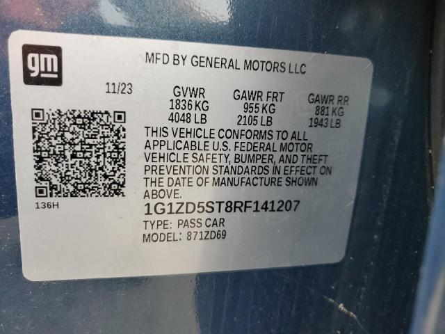 1G1ZD5ST8RF141207 - 2024 CHEVROLET MALIBU LT 蓝色 照片 12