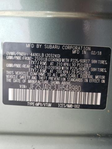JF2SJAGC3JH548980 - 2018 SUBARU FORESTER 2.5I PREMIUM GREEN photo 13