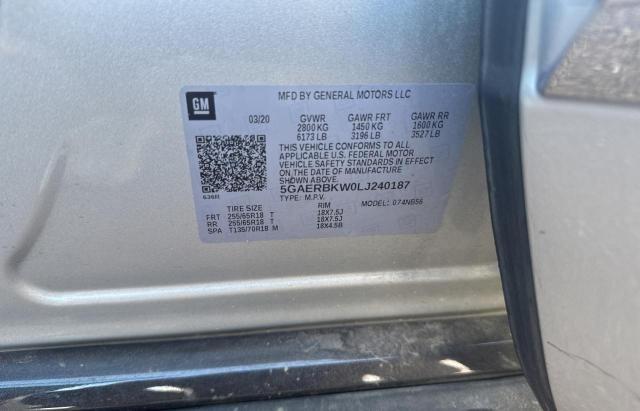 5GAERBKW0LJ240187 - 2020 BUIC ENCLAVE ESSENCE 银色 照片 10