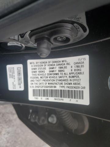 2HGFC2F55GH509184 - 2016 HONDA CIVIC LX BLACK photo 13