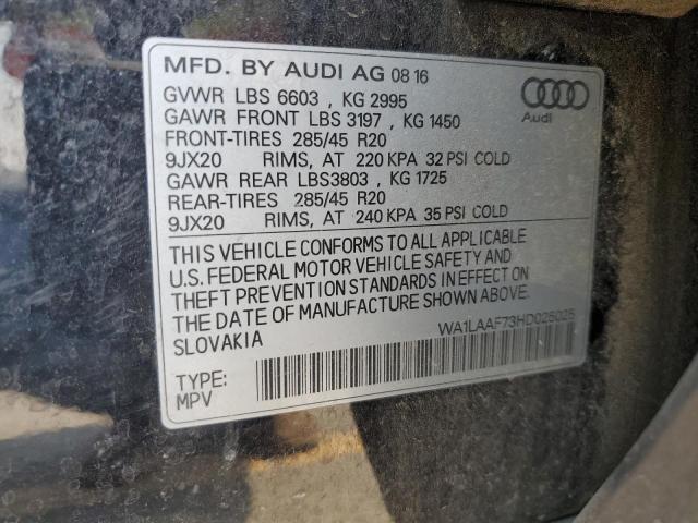 WA1LAAF73HD025025 - 2017 AUDI Q7 PREMIUM PLUS BLACK photo 13