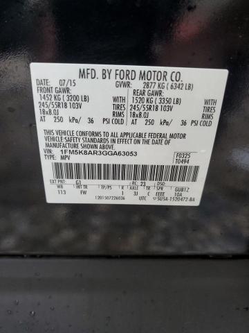 1FM5K8AR3GGA63053 - 2016 FORD EXPLORER POLICE INTERCEPTOR Qara foto 13