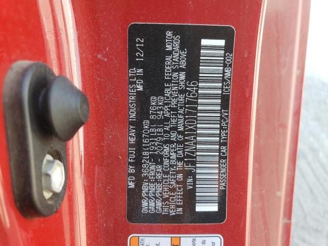 JF1ZNAA1XD1717646 - 2013 TOYOTA SCION FR-S RED photo 12