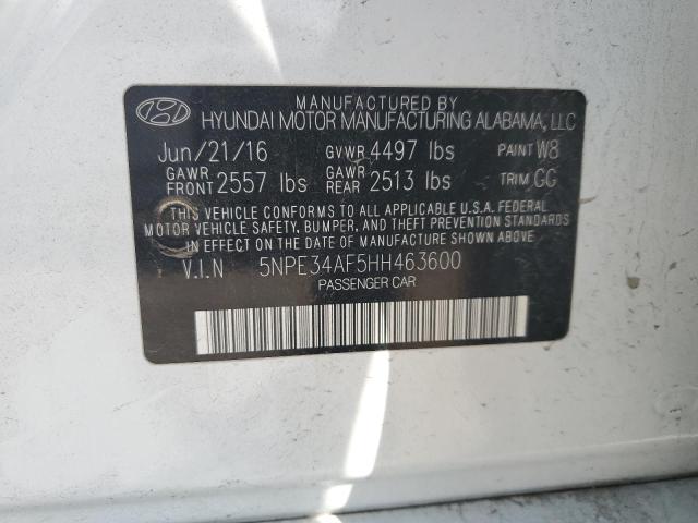 5NPE34AF5HH463600 - 2017 HYUNDAI SONATA SPORT WHITE photo 13