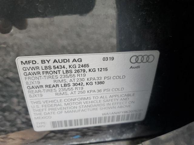 WA1ANAFY8K2075281 - 2019 AUDI Q5 PREMIUM GRAY photo 12