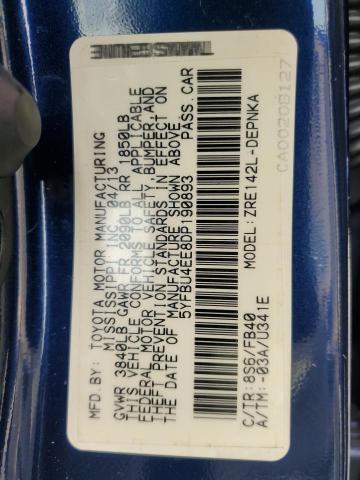 5YFBU4EE8DP190893 - 2013 TOYOTA COROLLA BASE Синій фото 13