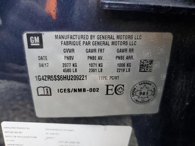 1G4ZR5SS6HU209221 - 2017 BUICK LACROSSE PREMIUM BLUE photo 12