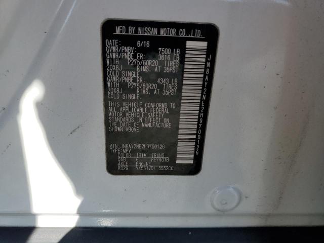 JN8AY2NE2H9700126 - 2017 NISSAN ARMADA PLATINUM WHITE photo 13