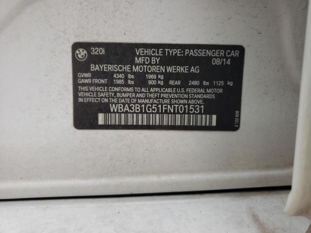 WBA3B1G51FNT01531 - 2015 BMW 320 I WHITE photo 12