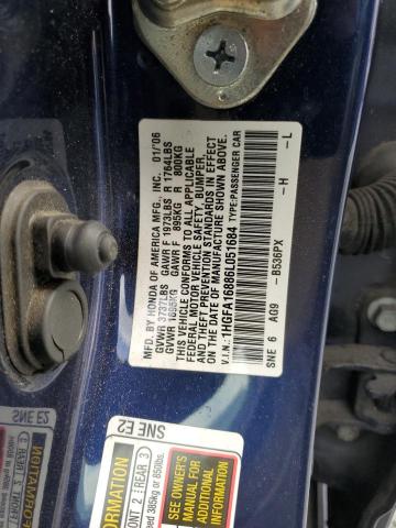 1HGFA16886L051684 - 2006 HONDA CIVIC EX BLUE photo 12