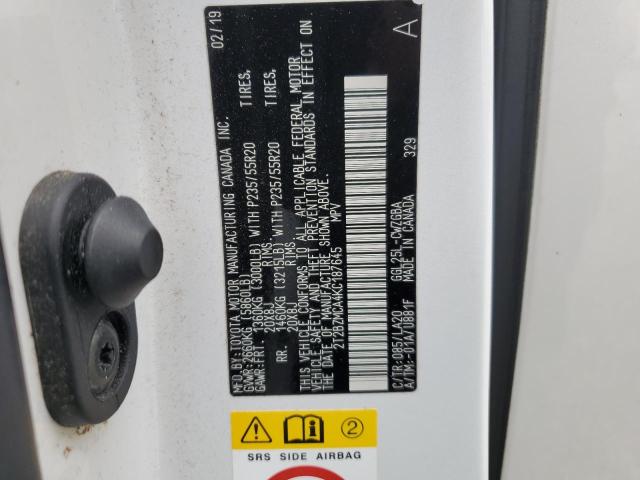 2T2BZMCA4KC187645 - 2019 LEXUS RX 350 BASE 白色 照片 12
