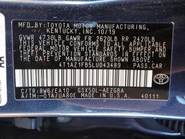 4T1AZ1FB5LU043489 - 2020 TOYOTA AVALON XLE 蓝色 照片 12