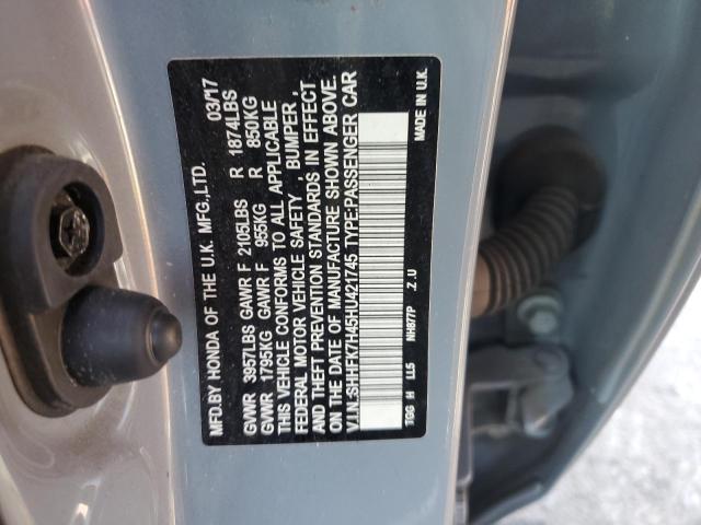 SHHFK7H45HU421745 - 2017 HONDA CIVIC SPORT GRAY photo 12