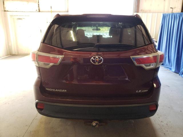 5TDBKRFH0FS098537 - 2015 TOYOTA HIGHLANDER LE BURGUNDY photo 6