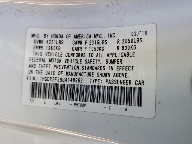 1HGCR2F59GA148963 - 2016 HONDA ACCORD SPORT თეთრი ფოტო 12