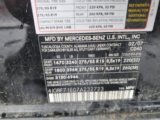 4JGBF71E07A232723 - 2007 MERCEDES-BENZ GL 450 4MATIC WHITE photo 13