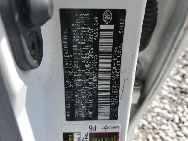 4T1BF1FK7FU945725 - 2015 TOYOTA CAMRY LE WHITE photo 12