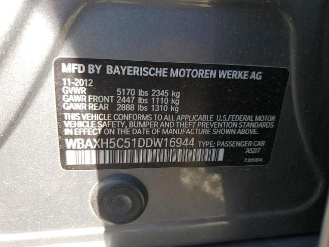 WBAXH5C51DDW16944 - 2013 BMW 528 XI GRAY photo 12