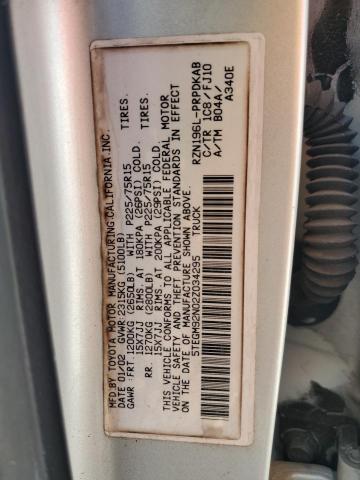 5TEGM92N02Z034295 - 2002 TOYOTA TACOMA DOUBLE CAB PRERUNNER SILVER photo 13