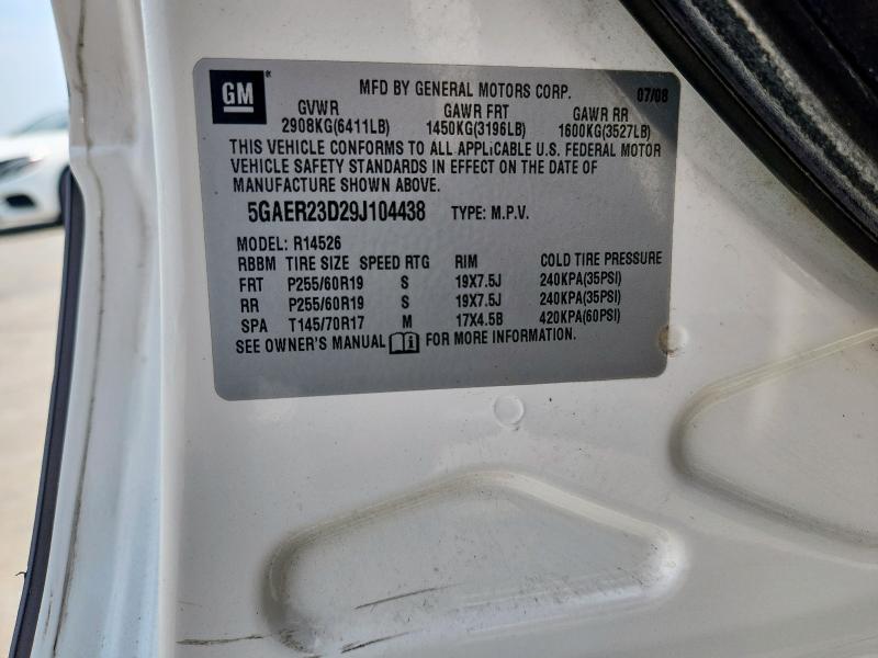 5GAER23D29J104438 - 2009 BUICK ENCLAVE CXL WHITE photo 13