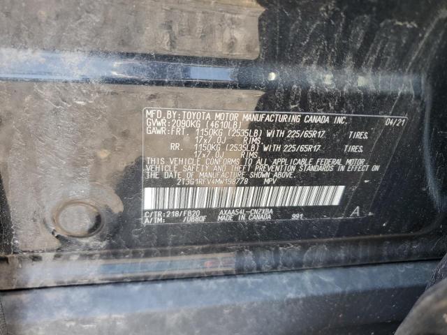 2T3G1RFV4MW198778 - 2021 TOYOTA RAV4 LE BLACK photo 14