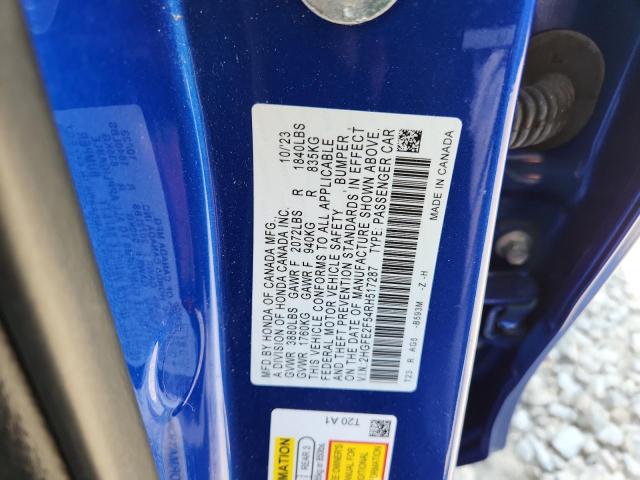 2HGFE2F54RH517287 - 2024 HONDA CIVIC SPORT BLUE photo 12