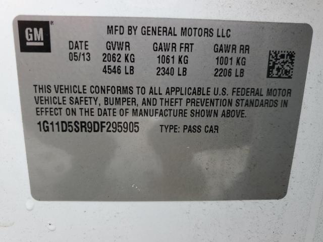 1G11D5SR9DF295905 - 2013 CHEVROLET MALIBU 1LT WHITE photo 13