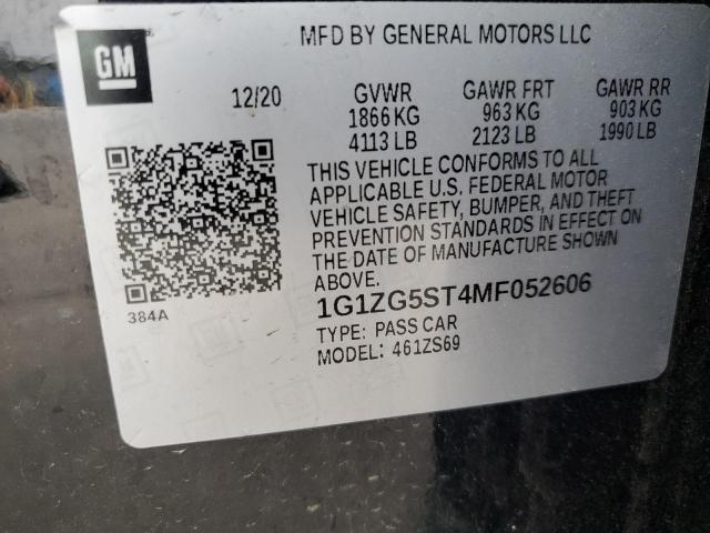 1G1ZG5ST4MF052606 - 2021 CHEVROLET MALIBU RS BLACK photo 12