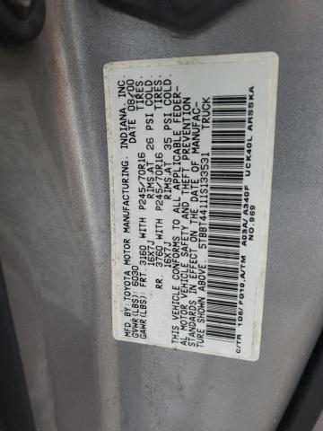 5TBBT44111S133531 - 2001 TOYOTA TUNDRA ACCESS CAB ვერცხლისფერი ფოტო 12