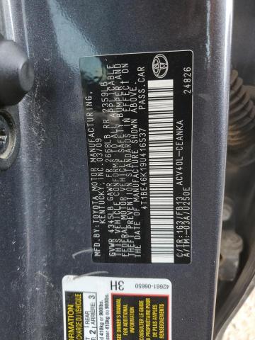 4T1BE46K19U416537 - 2009 TOYOTA CAMRY BASE გრაფიტი ფოტო 12