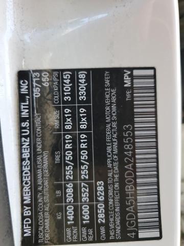 4JGDA5HB0DA248553 - 2013 MERCEDES-BENZ ML 350 4MATIC WHITE photo 13