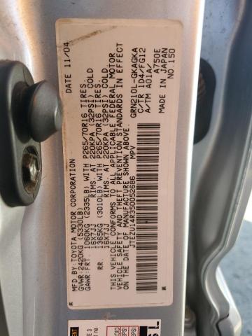 JTEZU14R350052686 - 2005 TOYOTA 4RUNNER SR5 ვერცხლისფერი ფოტო 13