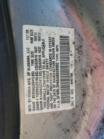 5FNRL3H68AB028902 - 2010 HONDA ODYSSEY EXL BLUE photo 13