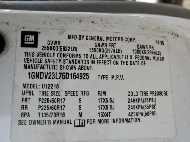 1GNDV23L76D164925 - 2006 CHEVROLET UPLANDER LS 白色 照片 14