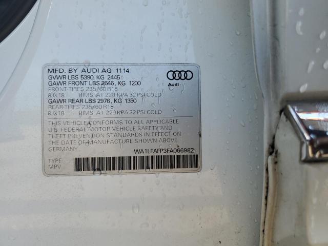 WA1LFAFP3FA066982 - 2015 AUDI Q5 PREMIUM PLUS WHITE photo 12
