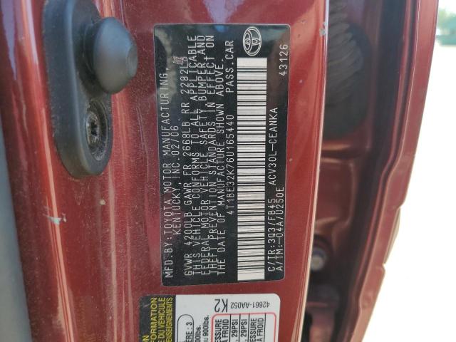4T1BE32K76U165440 - 2006 TOYOTA CAMRY LE BURGUNDY photo 13
