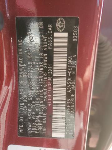 4T1BF1FK3GU612911 - 2016 TOYOTA CAMRY LE RED photo 12