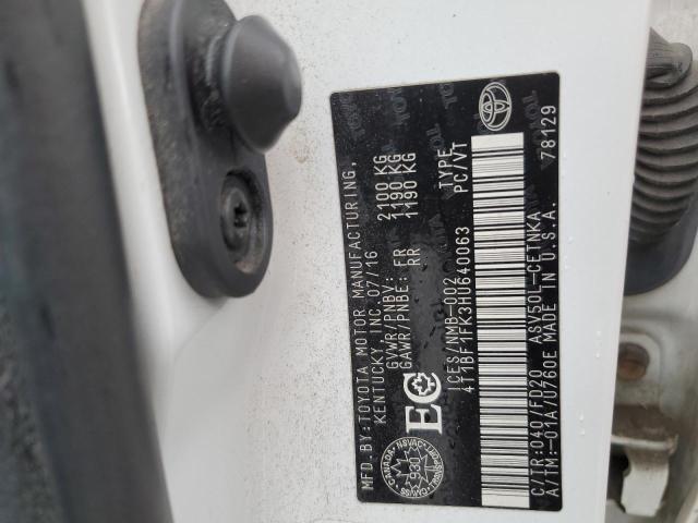 4T1BF1FK3HU640063 - 2017 TOYOTA CAMRY LE WHITE photo 12