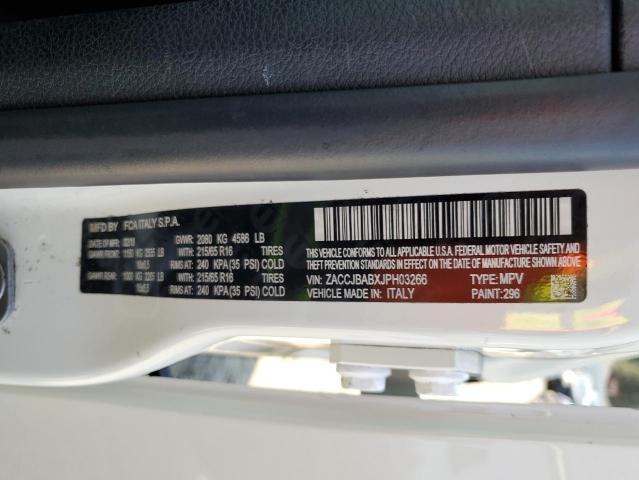 ZACCJBABXJPH03266 - 2018 JEEP RENEGADE SPORT Ақ фото 13