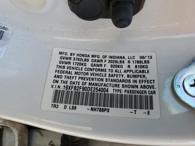 19XFB2F90DE254004 - 2013 HONDA CIVIC EXL Beyaz fotoğraf 12