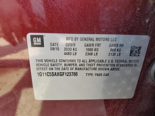 1G11C5SAXGF123786 - 2016 CHEVROLET MALIBU LIM LT 红色 照片 12