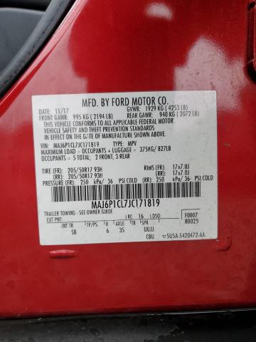 MAJ6P1CL7JC171819 - 2018 FORD ECOSPORT SES RED photo 13