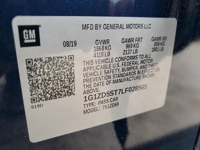 1G1ZD5ST7LF028565 - 2020 CHEVROLET MALIBU LT BLUE photo 12