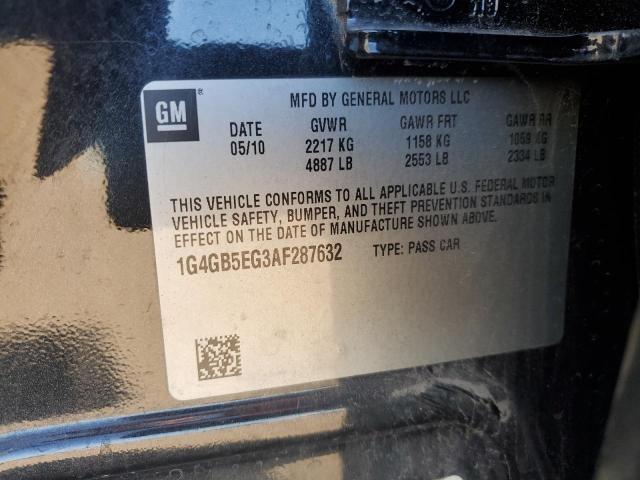 1G4GB5EG3AF287632 - 2010 BUICK LACROSSE CX Қара фото 12