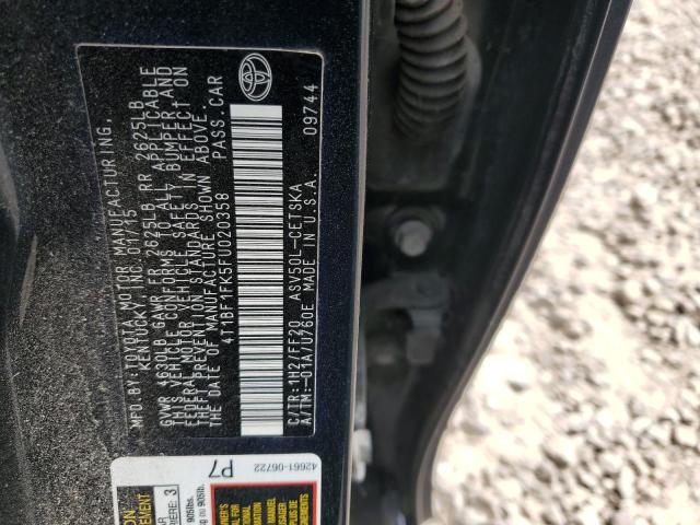 4T1BF1FK5FU020358 - 2015 TOYOTA CAMRY LE GRAY photo 12