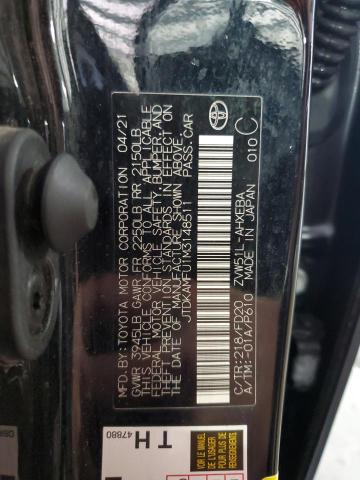 JTDKAMFU1M3148511 - 2021 TOYOTA PRIUS SPECIAL EDITION BLACK photo 13